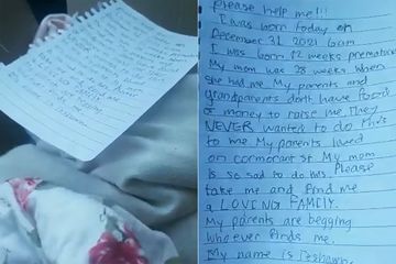 La lettre déchirante trouvée à côté d'un bébé abandonné dans une boîte en carton