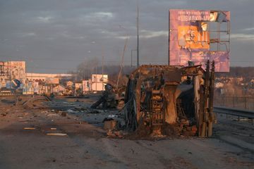 Guerre en Ukraine : En images, à Bucha, près de Kiev, zone dévastée