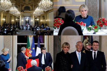 Emmanuel et Brigitte Macron, dîner de gala à l'Elysée pour le président portugais