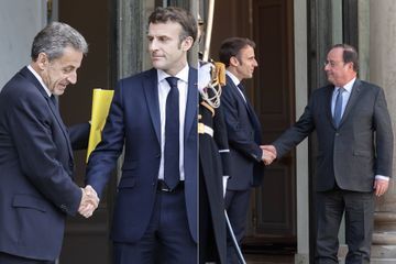 Face à la crise ukrainienne, Macron a rencontré à l'Elysée Sarkozy et Hollande