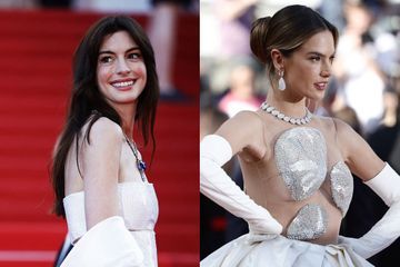 Cannes : Anne Hathaway majestueuse en bustier blanc, face à Alessandra Ambrosio