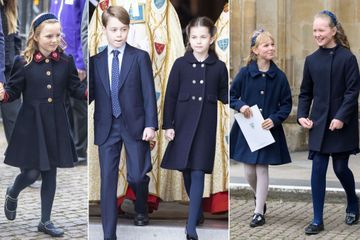George, Charlotte, Mia, Savannah, Isla, ses arrière-petits-enfants à l'hommage au prince Philip