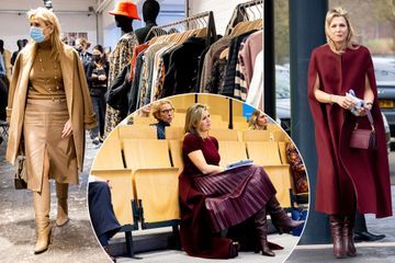 Maxima adepte cette semaine du total look, passe du camel au bordeaux