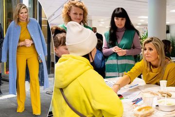 Maxima au chevet des réfugiés ukrainiens dans un look jaune et bleu