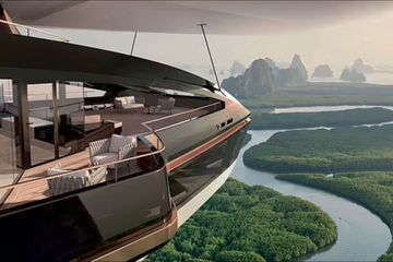Un yacht sur mer et dans les airs