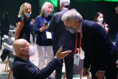 Harrison Ford et Sebastião Salgado au congrès mondial de l'UICN, vendredi 3 septembre 2021 à Marseille.