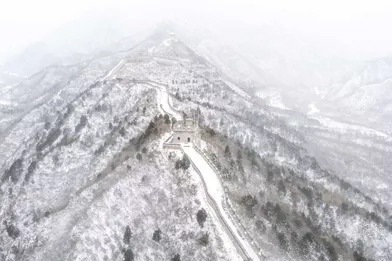 La Grande Muraille de Chine sous la neige, ce week-end.