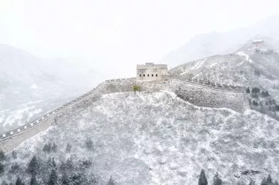 La Grande Muraille de Chine sous la neige, ce week-end.