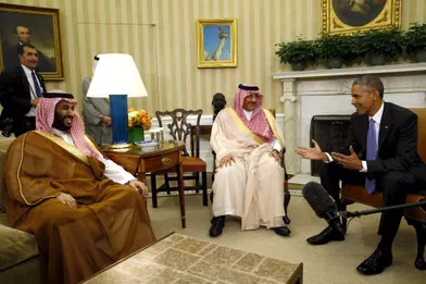 Le prince Mohammed ben Salmane, le prince Mohammed ben Nayef et Barack Obama, en mai 2015.