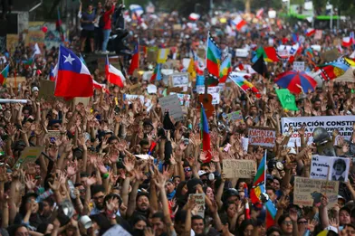 Manifestation à Santiago, au Chili, le 25 octobre 2019.