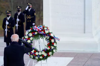 Joe Biden au cimetière national d'Arlington, le 20 janvier 2021.