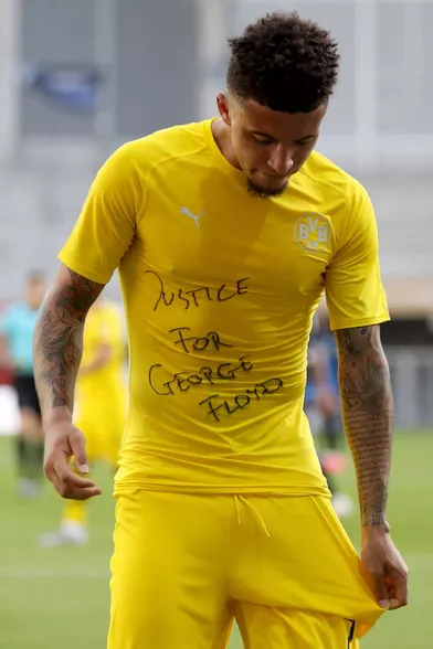 Jadon Sancho, joueur à Dortmund, à Paderborn en Allemagne, le 31 mai 2020.