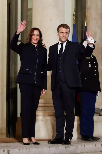 La vice-présidente américaine Kamala Harris reçue à l'Elysée par Emmanuel Macron, mercredi 10 novembre 2021.