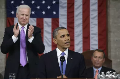 Joe Biden et Barack Obama lors du discours du président sur l’état de l’Union, le 13 février 2013.