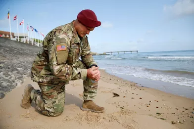 Un soldat américain àVierville-sur-Mer, le 3 juin 2019.