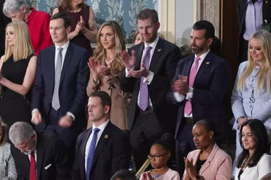 Ivanka Trump, Jared Kushner, Lara Trump, Eric Trump, Donald Trump Jr et Tiffany Trumpau Capitole, le 4 février 2020.