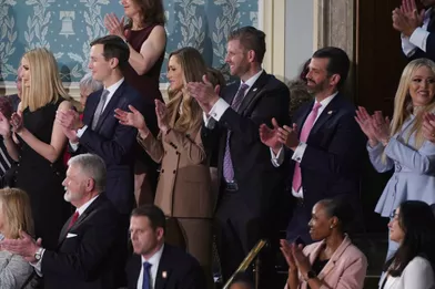 Ivanka Trump, Jared Kushner, Lara Trump, Eric Trump, Donald Trump Jr et Tiffany Trumpau Capitole, le 4 février 2020.
