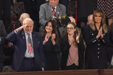 Buzz Aldrin et Melania Trumpau Capitole pour le discours sur l'état de l'union, le 5 février 2019.
