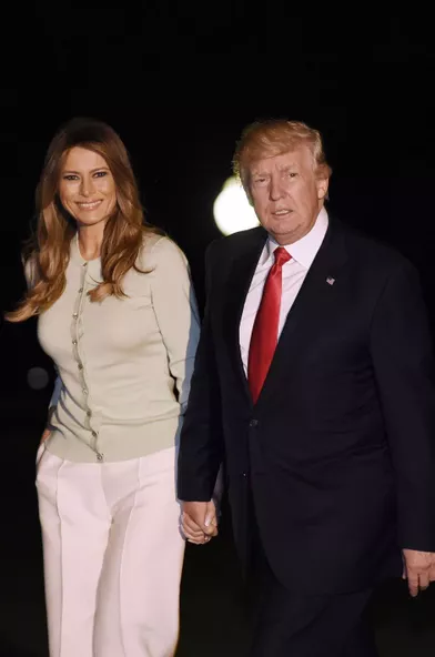 Melania et Donald Trump de retour à la Maison Blanche, le 27 mai 2017.
