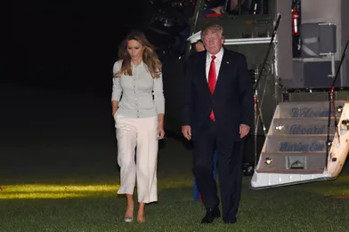 Melania et Donald Trump de retour à la Maison Blanche, le 27 mai 2017.