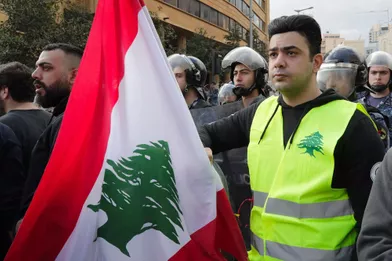 Manifestation de &quot;gilets jaunes&quot; à Beyrouth, au Liban, le 23 décembre 2018.