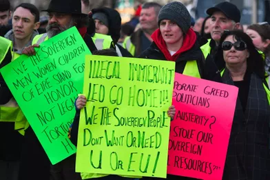 Manifestation de &quot;gilets jaunes&quot; à Dublin, en Irlande, le 22 décembre 2018.