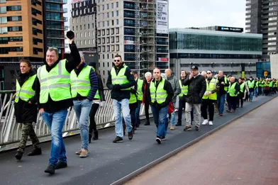 Manifestation de &quot;gilets jaunes&quot; à Rotterdam, aux Pays-Bas, le 22 décembre 2018.