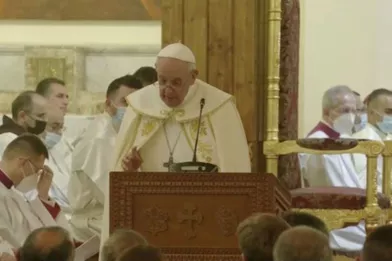 Le pape François a prononcé une messe à Bagdad, en Irak, le 6 mars 2021.