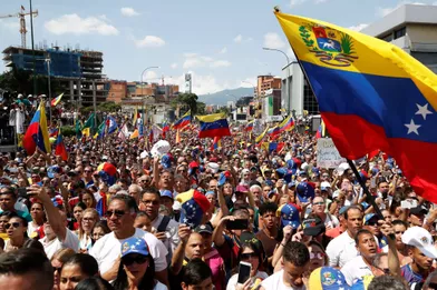 La manifestation pro-Guaido s'est déroulée dans le quartier de Las Mercedes, à Caracas.
