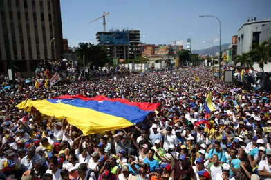 La manifestation pro-Guaido s'est déroulée dans le quartier de Las Mercedes, à Caracas.