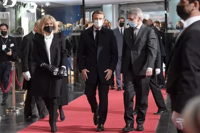 Emmanuel Macron et son épouse Brigitte au Parlement européen à Strasbourg.