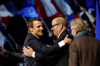  Emmanuel Macron, Jean-Yves Le Drian etDaniel Cohn-Bendit.