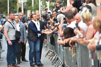 Emmanuel Macron à son arrivée au Touquet samedi après-midi.
