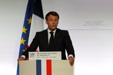 Emmanuel Macron lors de son discours pour le bicentenaire de la mort de Napoléon Ier