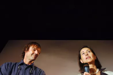 Ségolène Royal, candidate à l'investiture socialiste pour l'élection présidentielle 2007,et Nicolas Hulot, en octobre 2006 à Poitiers, avant la projection du film d'Al Gore sur le réchauffement climatique planétaire.