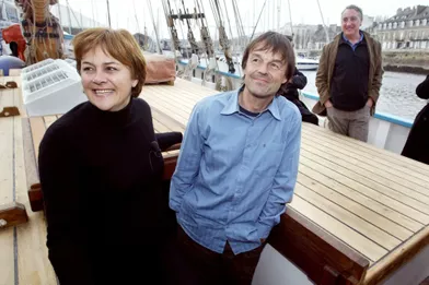 Mars 2007, la candidate écologiste à la présidentielle Dominique Voynet et Nicolas Hulot, à bord du «Fleur de Lampaul», propriété à l'époque dela Fondation Nicolas Hulot.