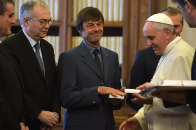 Nicolas Hulot rencontre le pape François au Vatican en janvier 2014.