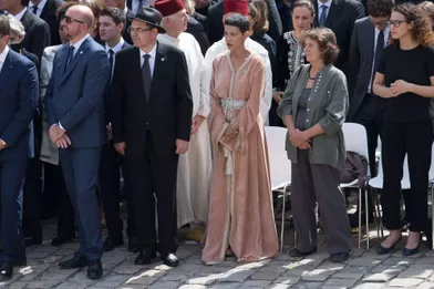 La princesse Lalla Meryem, soeur du roi du Maroc Mohammed VI,lors de l'hommage national à Simone Veil,aux Invalides.