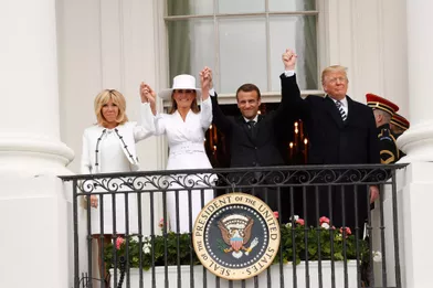 Brigitte Macron, Melania Trump, Emmanuel Macron et Donald Trump mardi à la Maison-Blanche.