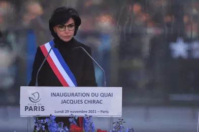 Rachida Dati, maire du VIIe arrondissement,lors del'inauguration du quai Jacques-Chirac lundi.