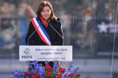 Anne Hidalgo lors del'inauguration du quai Jacques-Chirac lundi.