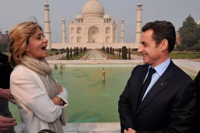 Nicolas Sarkozy et Valérie Pecresseau Taj Mahal en janvier 2008.