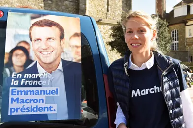 Tiphaine Auziere au Touquet, le 6 avril 2017 pour le premier anniversaire du mouvement crée par Emmanuel Macron.