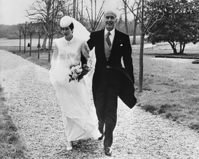 Valéry Giscard d'Estaing et sa fille Jacinte lors du mariage de cette dernière, le 9 avril 1979.