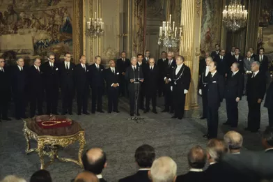 ValéryGiscard d'Estaing le jour de son investiture comme président de la République.