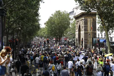 Le cortège porte Saint-Martin à Paris, samedi.