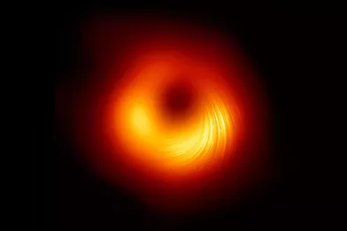 24 mars.Des chercheurs dévoilent leurs travaux sur letrou noir géant de M87dans la revue &quot;The Astrophysical Journal Letters&quot;. La polarisationmet en évidence la structure d'un champ magnétique, situé au bord du trou noir. Elle a aussi permis de produire une image précise de sa forme, semblable à un tourbillon de filaments.