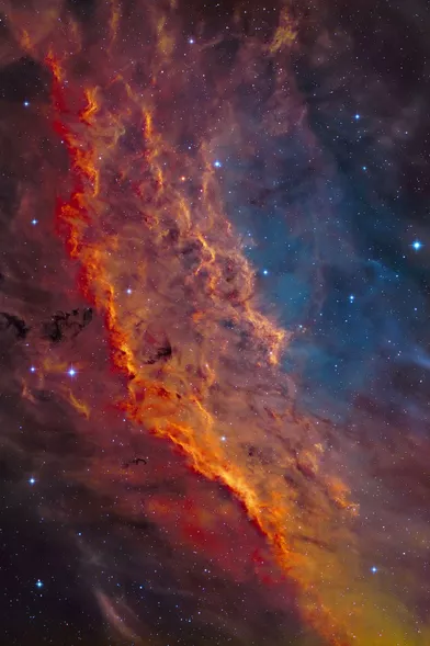 10 mars.La nébuleuse Californie immortalisée par l'astronome amateur Yannick Akar. &quot;NGC 1499&quot; est située dans la constellation de Persée. Elle a été nommée ainsi car sa forme ressemble approximativement à celle de l'état de la Californie sur les photographies à longue pose.