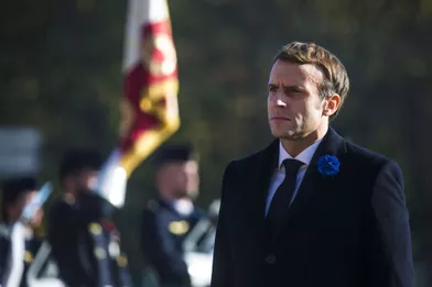 Emmanuel Macron au Mont-Valérien, jeudi.