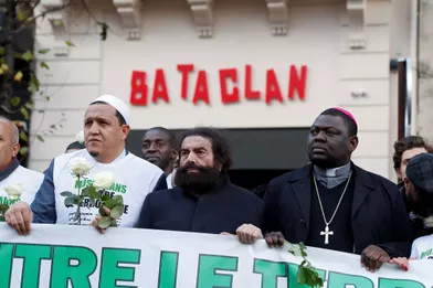 L'imam Chalghoumi, Marek Halter et un représentant de la religion catholique le 13 novembre 2017 à Paris